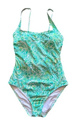 Into The Bleu By Amerex Seafoam One-Piece Swimsuit, Tankini Paisley Sz 6