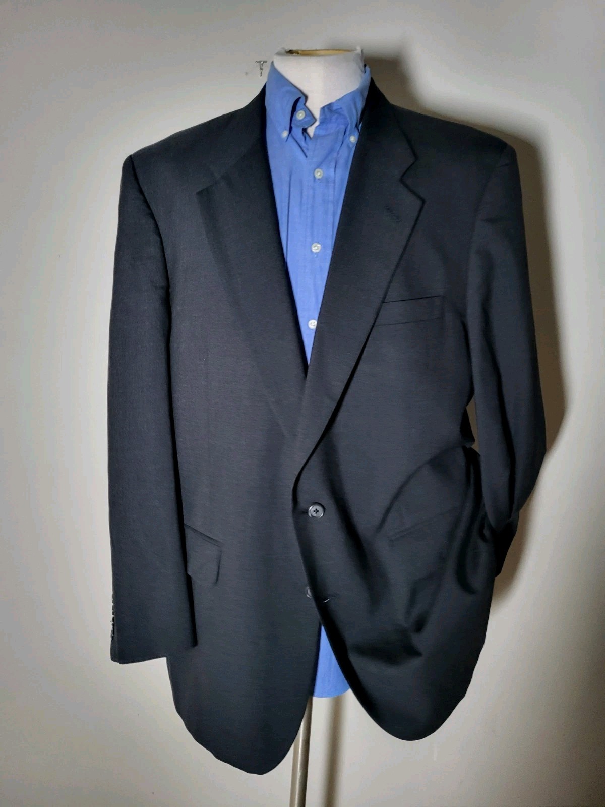 Vintage Burberry's Charcoal Gray Wool Suit 46L Jacket Blazer Pants W40 image 4