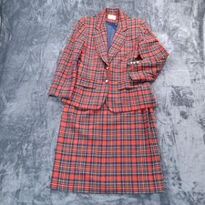 Vtg Pendleton Wool Tartan Blazer Skirt Suit Womens 10 12 Prince Charles Stewart