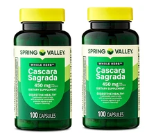 Spring Valley Cascara Sagrada 450mg – 100 Ct Digestive Health Capsules (2 Pack)