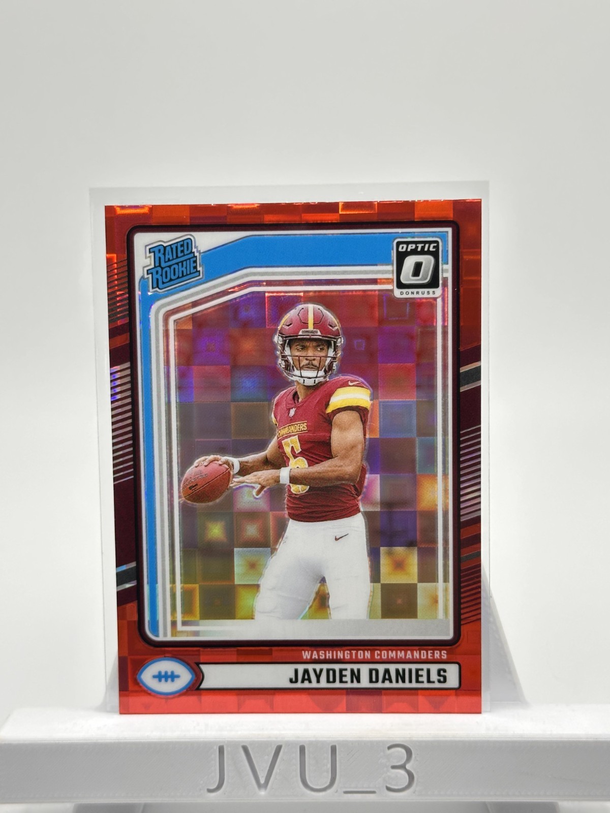 2024 DONRUSS JAYDEN DANIELS OPTIC PREVIEW RED PANDORA RATED ROOKIE No. 389 (A)