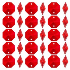 100PCS K9 Crystal Octagon Beads 2 Holes 14mm Chandelier Prisms Red