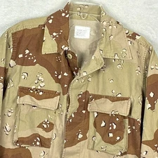 VTG 90s US Military BDU Coat Mens M Short Desert Storm Camo Chocolate Chip Army
