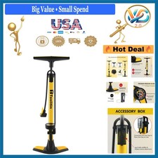 Yellow Bicycle Floor Pump with Gauge 160 PSI ...