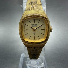 Citizen CQ Watch Women 19mm Champagne Dial Gold Tone 4031-893425 New Battery