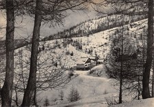 Cartolina Monesi Albergo e Seggiovia del Redentore Timbro Albergo 1956