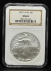 NGC MS69 2007 American Silver Eagle One Dollar Silver Coin -185
