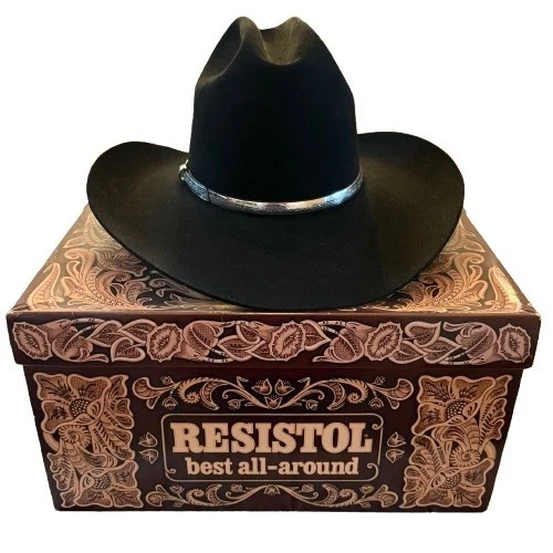 Chapeau Cowboy Resistol 6X – Feutre Noir, Taille 6 7/8, Authentique USA