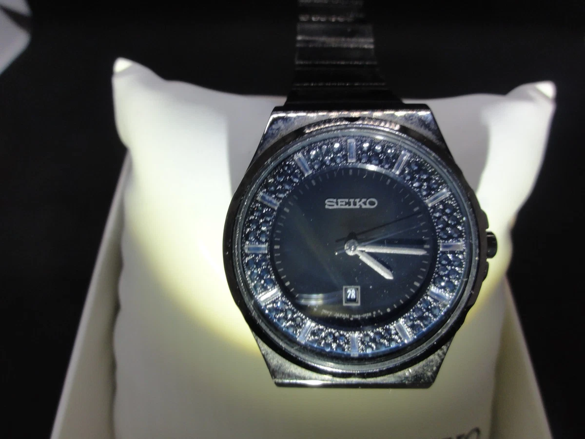 Seiko DamenUhr Quartz 7N82-0HS0 – Schwarz Edelstahl – Kristall Lünette