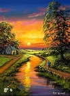 Pete Rumney Painting The River Of Blessings Signed Original Canvas Artwork Peace