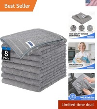Stylish 8 Pack Lint Free Kitchen Towels, 25" x 15", Quick Dry Microfiber Magic