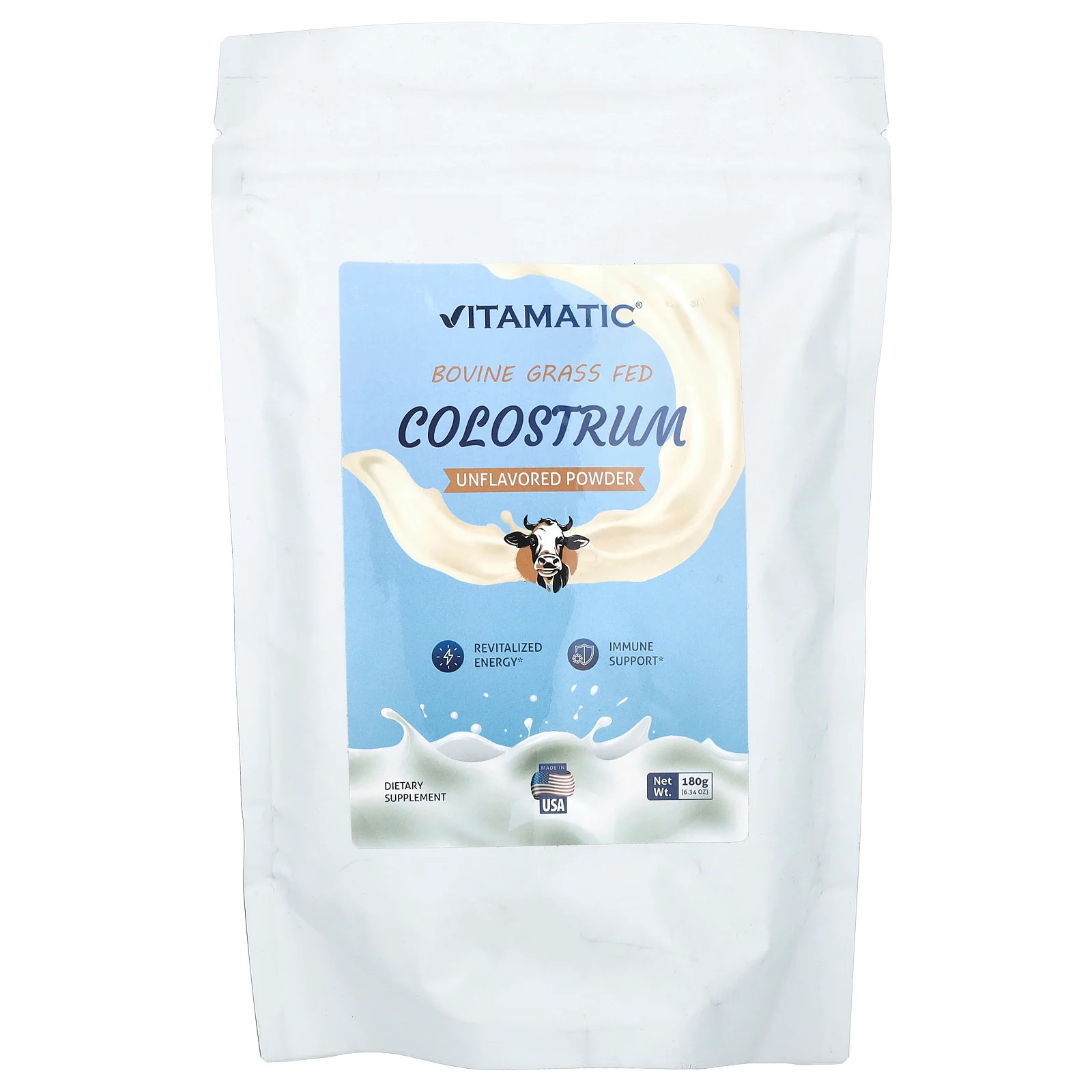 Молозиво крупного рогатого скота на травяном корме, без вкуса, 6,34 унции (180 г)