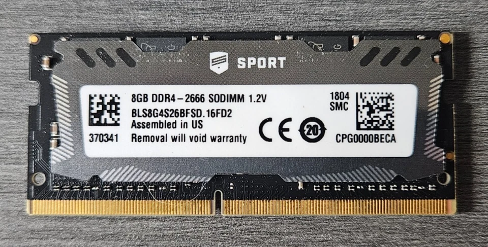 Ballistix Sport 16GB (2x8GB) DDR4 - 2666 SODIMM RAM Kit BLS8G4S26BFSD.16FD2 - Image 2 of 2