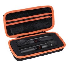 Hard EVA Microphone Case Compatible with JBL Wireless Black with Orange Zipper