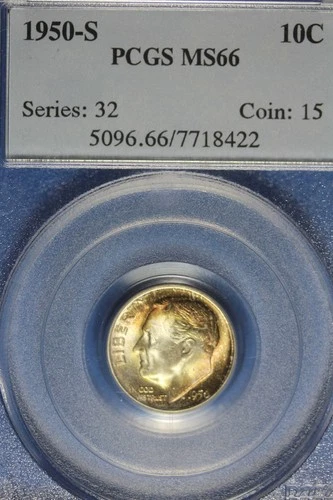 1950 S PCGS MS66 ROOSEVELT DIME #B51145