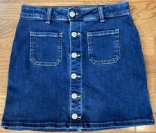 Cat  Jack Denim Jean Skirt Youth Size L 10-12 Super Stretch Button Front EUC