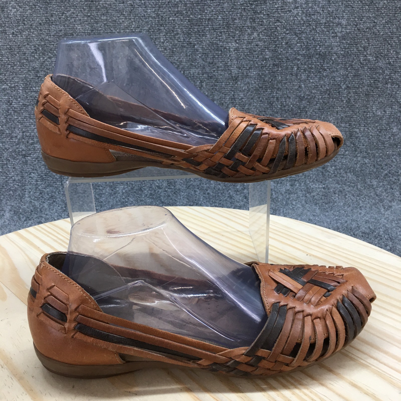 SAOLA Sandali donna suola naturale 8 5 M ballerine pelle marrone slip on punta chiusa