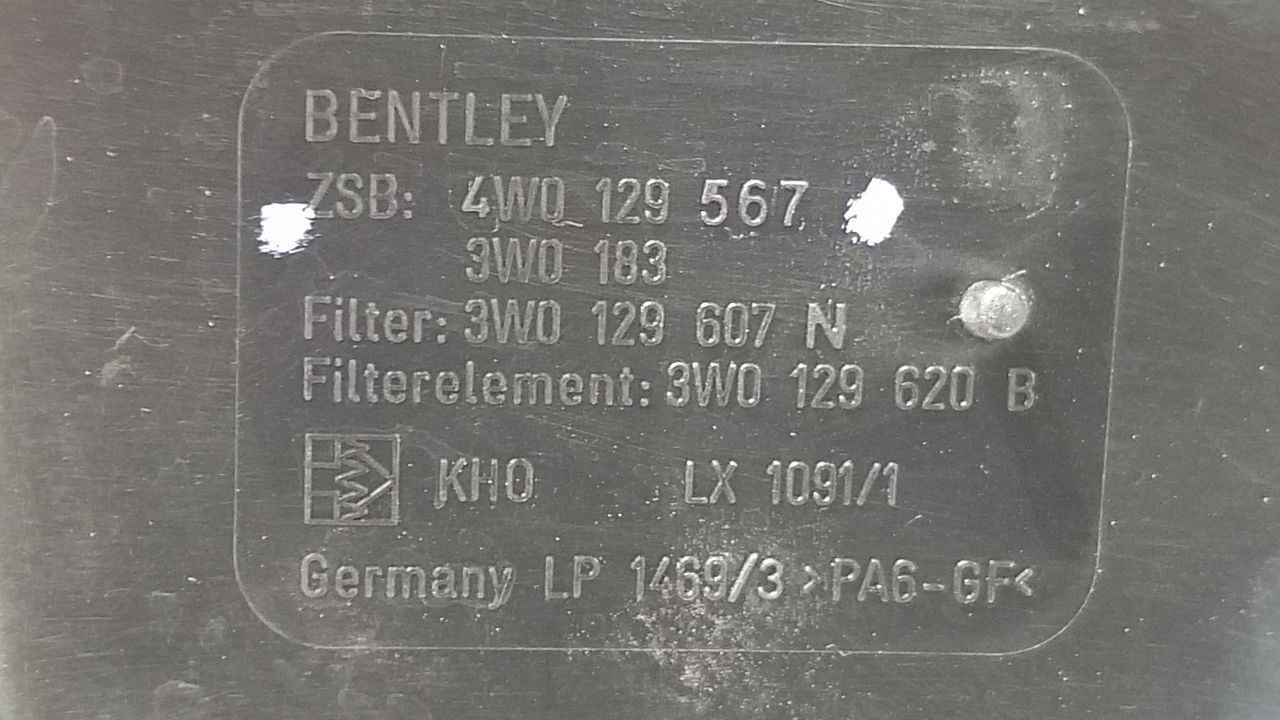 Bentley Continental GT Right Air box top P/N 4W0129567