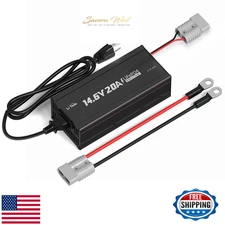 LiTime 12V 20A 14.6V LiFePO4 Lithium Battery Charger AC-DC Smart w/ Anderson, LE