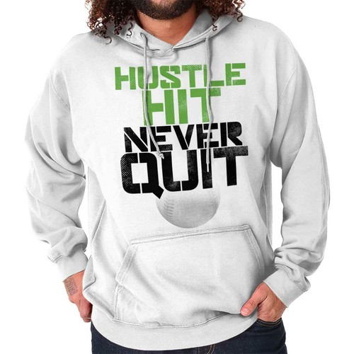 Brisco Brands Never Quit Hoodie, White / x Large