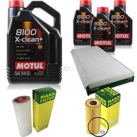 8L Inspektionspaket Set Motul 8100 X-Clean+ 5W-30 MotoröL MANN-FILTER 11381201