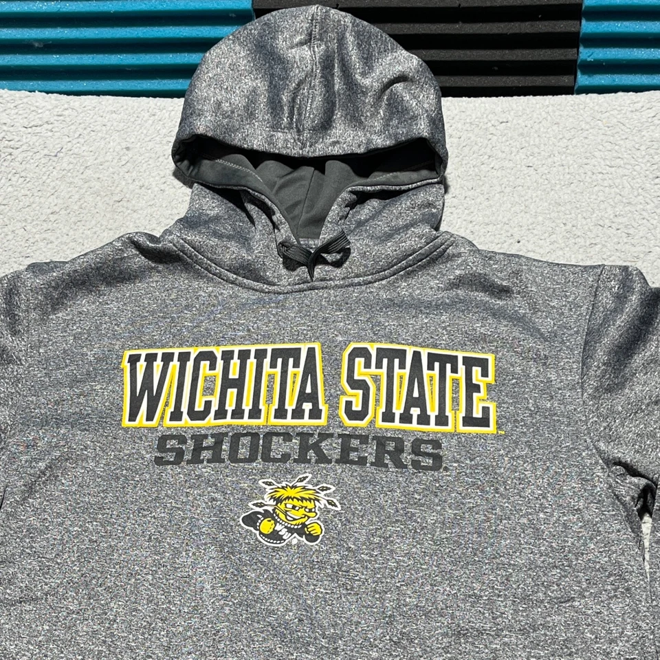 Wichita State Shockers Sweatshirt Hoodie Mens Small Gray Pullover Jacket Pocket - Image 2 of 4