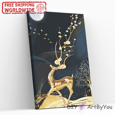 Paint By Numbers Kit Deer Butterflies Nature Home Painting Art Kids Brush Draw