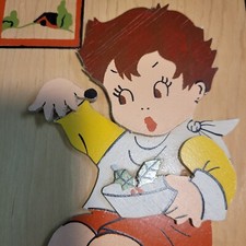 Vintage Little Jack Horner Plaque Hand Painted Childs Nursery Decor 1940-50 Cute