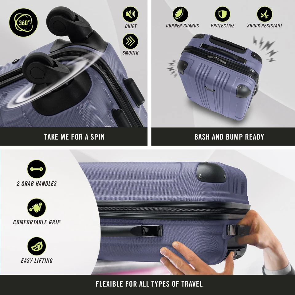 Equipaje rígido ligero Bounds 4 ruedas giratorio, púrpura ahumado, 24" revisado Foto 4 de 4