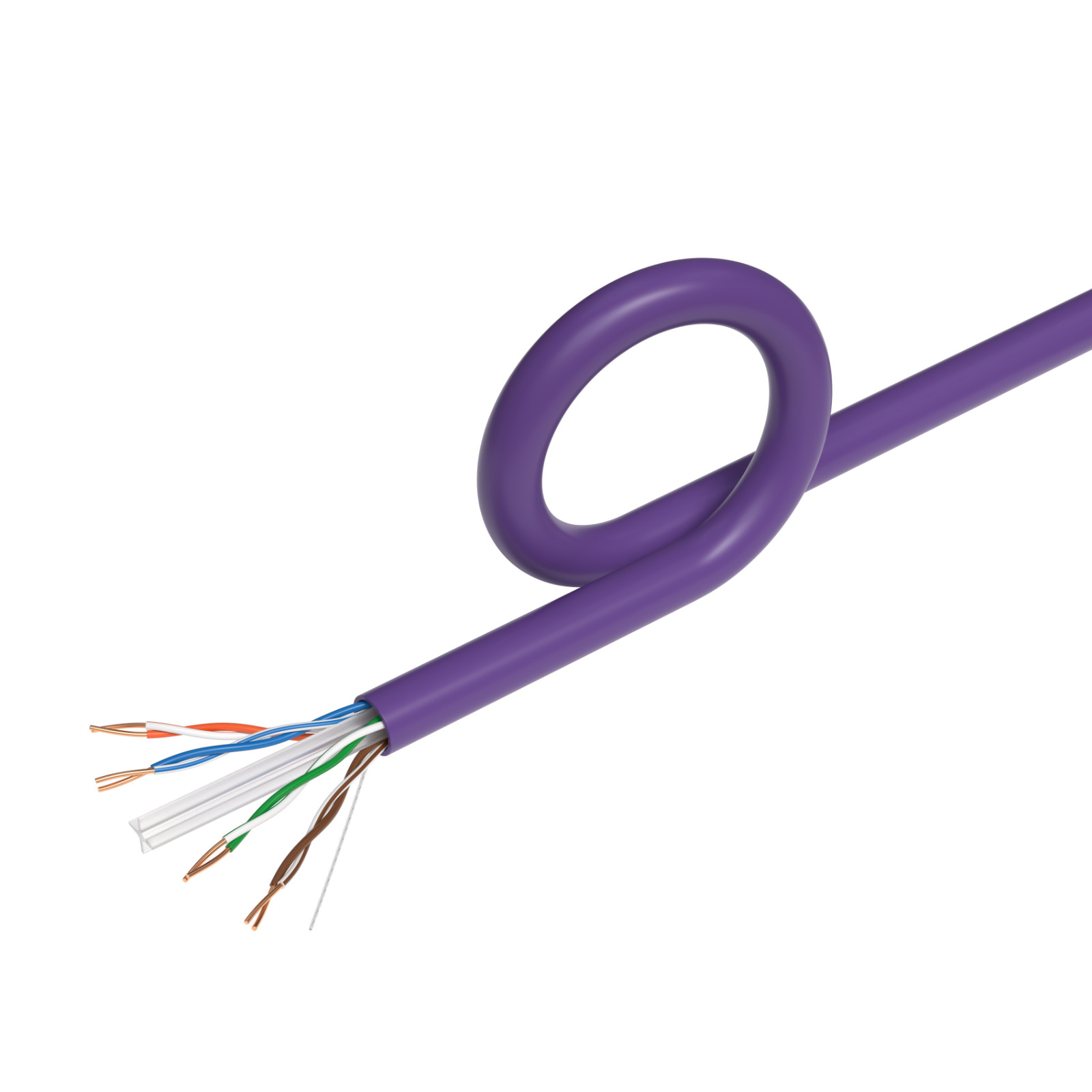 1000FT CAT6 Purple ETL CMR Ethernet Cable UTP Solid Copper 23AWG 550Mhz Wire