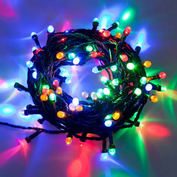 SET DI LUCI COLORATE DI NATALE A 100 LED 27 METRI PER ESTERNI E INTERNI  ALBERO