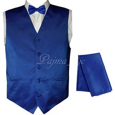 Royal Blue Solid Vest Waistcoat and Butterfly Bow Tie Set Suit or Tuxedo Wedding