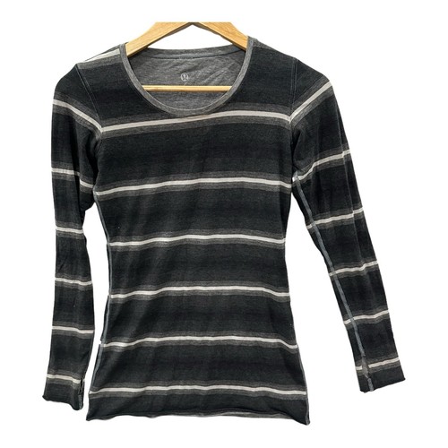 Lululemon Top Damen 4 grau Ombré Streifen Cabin Langarmshirt II wendbar - Bild 5 von 9