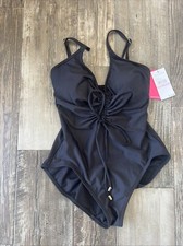 NWT Vince Camuto Women One Piece Black Tie Swimwear Swimsuit Size 6 114