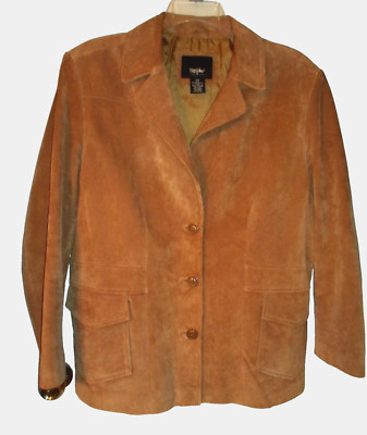 Mossimo Sz 20W Genuine Suede Jacket Tan Blazer or Jacket 3-Button Pockets Lined