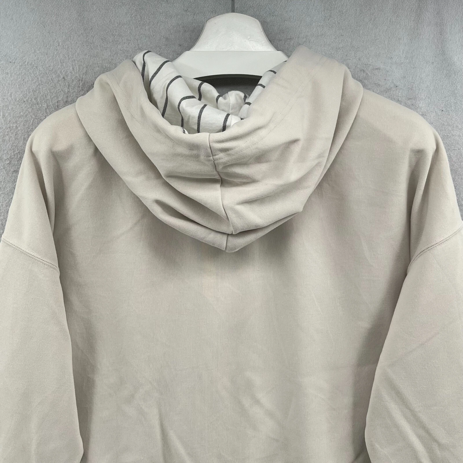 OFF WHITE Felpa con cappuccio Adidas pullover tagliata donna extra large stile retrò logo ortografico