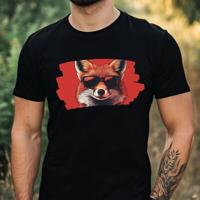 Mens Fox Sunglasses Cotton T-Shirt Size XS to 5XL