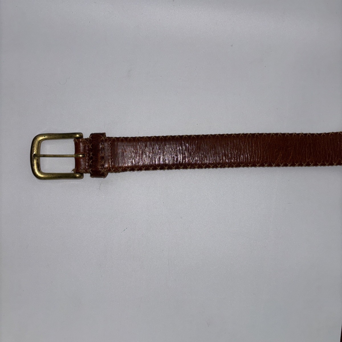 Vintage The Ritz Brown Genuine Leather Solid Brass Buckle Retro Waist Belt Sz S Ritz Brown Genuine Leather Belt Brass Buckle in size M | eBay main image 2