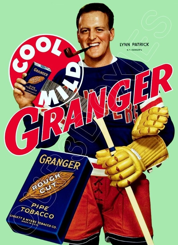 1940's Lynn Patrick Store Counter Standup Sign Granger New York Rangers  Reprint