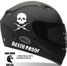 Death Proof decal set. Motorcycle helmet decals, Honda Yamaha Suzuki Harley RZR