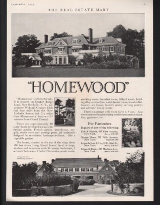 1923 HOMEWOOD REAL ESTATE NEW ROCHELLE WYKAGYL COUNTRY CLUB ARCHITECTURE  21418