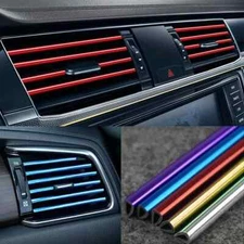 10 Pcs 20cm Car Air Conditioner Vent Outlet Trim Strips U Shape Chrome PVC