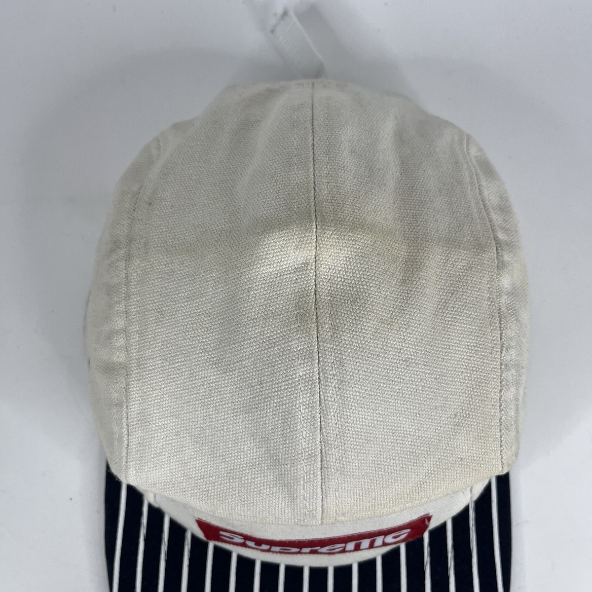 帽子 Supreme - Stripes 5-Panel 16AW Supreme Hat Cap White 5 Panel Canvas Striped Mens | eBay