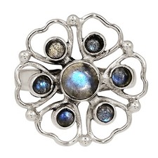Natural Labradorite - Madagascar 925 Sterling Silver Ring Jewelry s.8 ALLR-30388