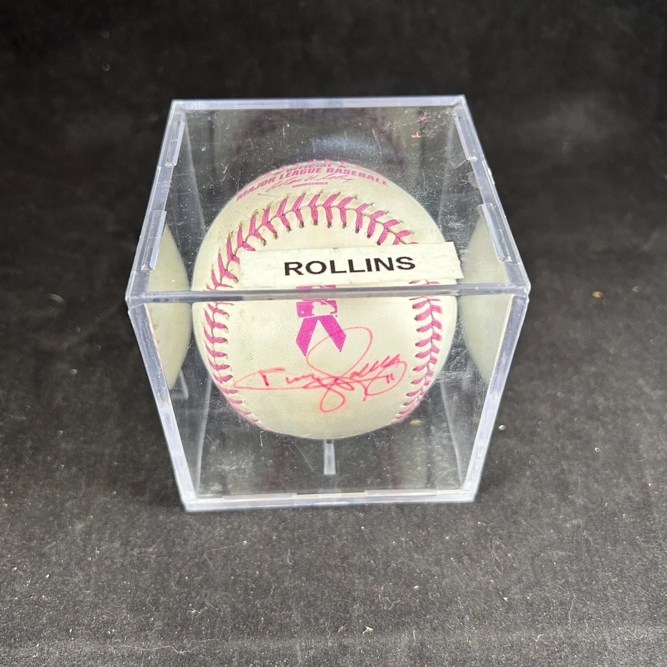 JIMMY ROLLINS RAWLINGS OML PINK AUTOGRAPHED SIGNED MOTHERS DAY BASEBALL JSA COA - Image 2 of 4
