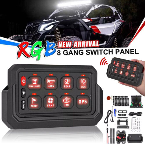 8 Gang Switch Panel RGB Wireless LED Light Bar Electronic Relay System - Picture 2 of 18