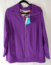 Women's Relaxed Sport Jacket Cotton Spandex Jacket Purple CJ Banks Size 14W 961