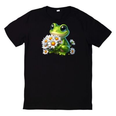 Cute Frog With Daisy T Shirt