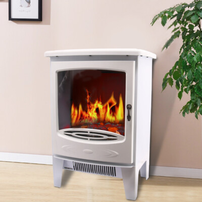 White Free Standing Electric Stove Fireplace Fire Heater with Flame Effect  | eBay