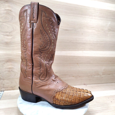 Dan Post Exotic Caiman Cowboy Boots Brown Mens 9 Western Alligator